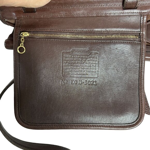 Vintage Coach WESTON Shoulder Bag Turn Lock Wood Dowls Brown Leather 9021 MEXICO - Picture 7 of 13